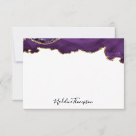 Velvet Puple Gold Agate Geode Script Typografie 2 Mitteilungskarte