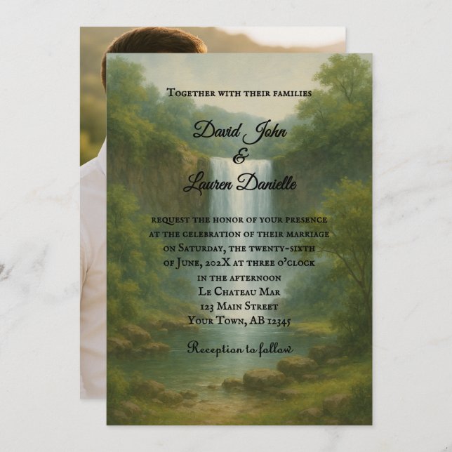 Velvet Rapids Photo Wedding Invitation Einladung (Vorne/Hinten)