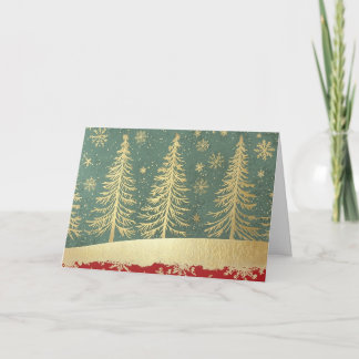 Velvet Red Border Gold Foil Weihnachtsbaum Karte