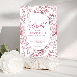 Velvet Rose Toile Floral Bridal Shower Invitation  Einladung