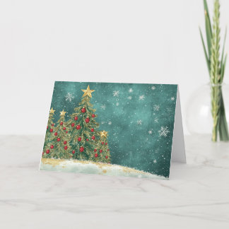 Velvet Rot und Grün Weihnachtsbaumfoil Karte