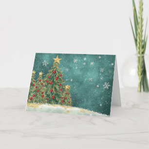 Velvet Rot und Grün Weihnachtsbaumfoil Karte