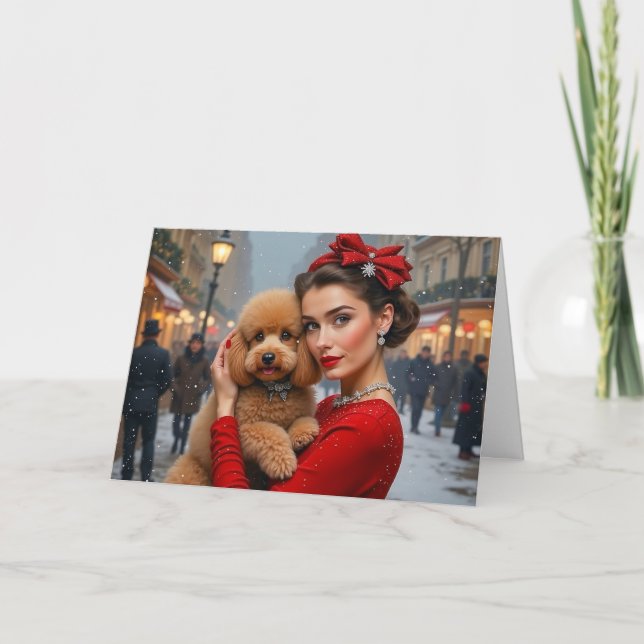 Velvet The Poodle Holiday Card Feiertagskarte (Vorderseite)