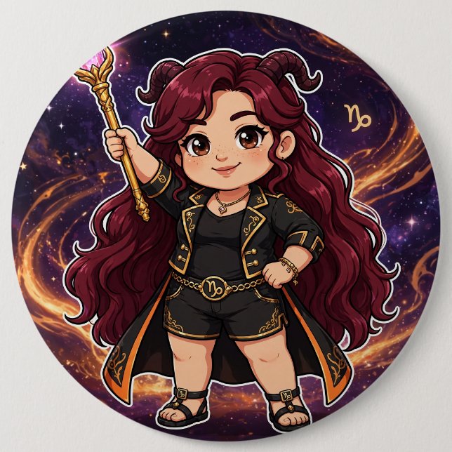 Velvet Universe Zodiac — Steinbock-Gipfel-Button Button (Vorderseite)