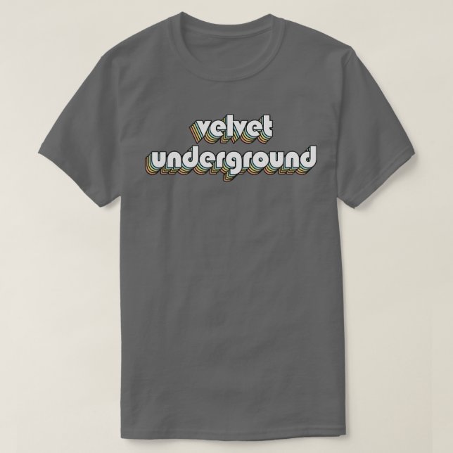 Velvet Untergrund Retro Rainbow Typografie verblas T-Shirt (Design vorne)