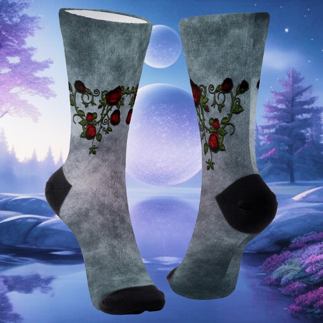 Velvet Whispers: Reben der gotischen Rose Socken (Von Creator hochgeladen)
