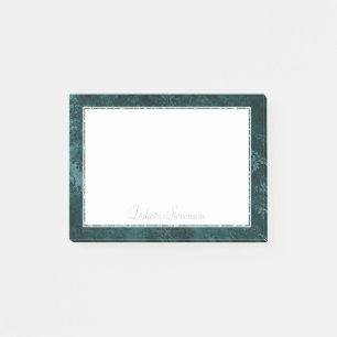 Velvety Aquamarin Damask Dunkelgrüner Grunge Bar Post-it Klebezettel