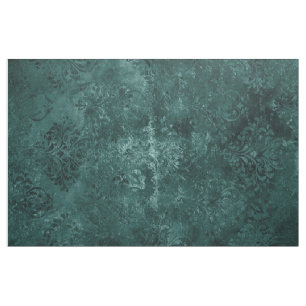 Velvety Aquamarin Damask   Dunkelgrüner Grunge Bar Stoff