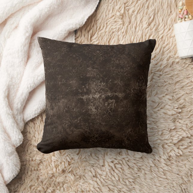 Velvety Bronze Damask | Brown Baroque Grunge Kissen (Decke)