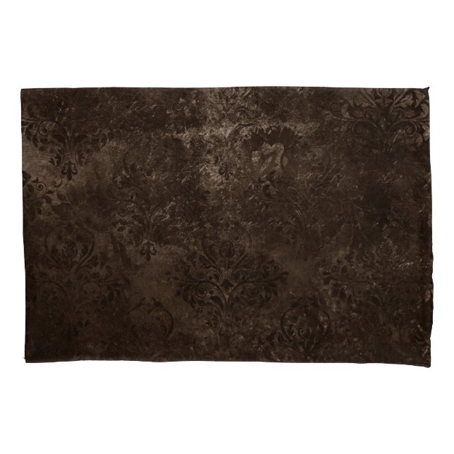 Velvety Bronze Damask | Brown Baroque Grunge Kissenbezug (Vorderseite)