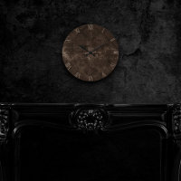 Velvety Bronze Damask | Brown Baroque Grunge Round