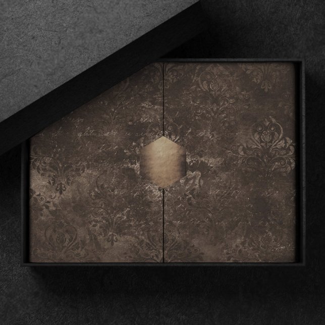Velvety Bronze Damask | Brown Baroque Grunge Seidenpapier (Von Creator hochgeladen)