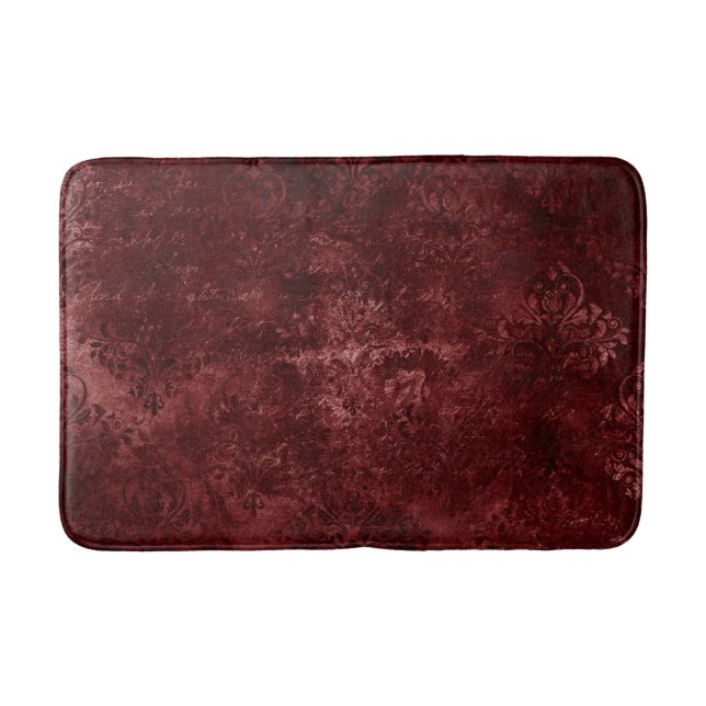 Velvety Henna Damask | Red Distressed Grunge Badematte (Vorderseite)