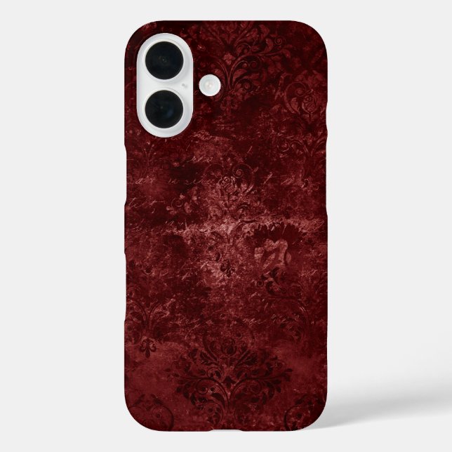Velvety Henna Damask | Red Distressed Grunge Case-Mate iPhone Hülle (Rückseite)