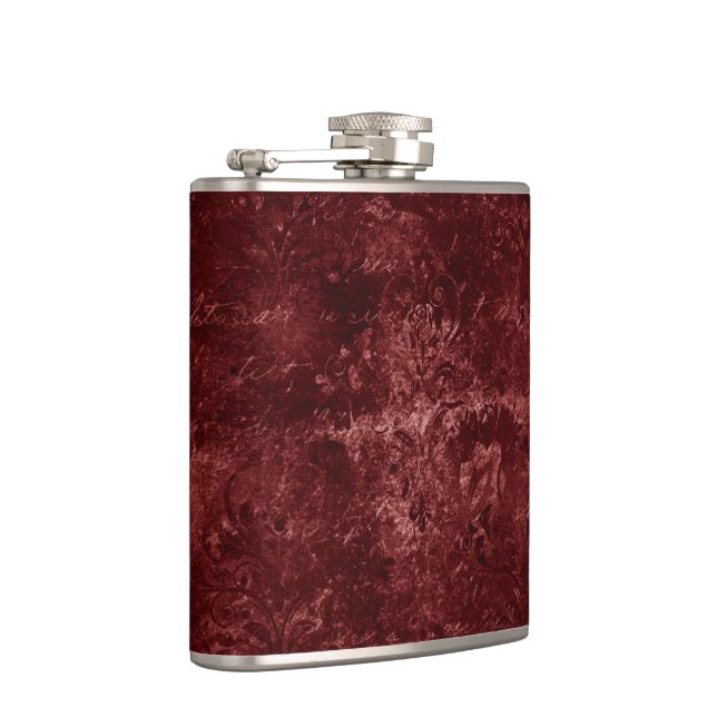 Velvety Henna Damask | Red Distressed Grunge Flachmann (Rechts)