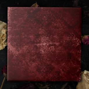 Velvety Henna Damask   Red Distressed Grunge Fliese