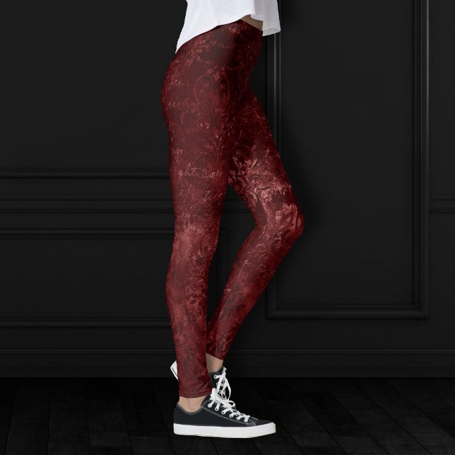 Velvety Henna Damask | Red Distressed Grunge Leggings (Von Creator hochgeladen)