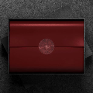 Velvety Henna Damask   Red Distressed Grunge Runder Aufkleber