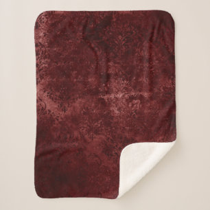 Velvety Henna Damask Red Distressed Grunge Sherpadecke