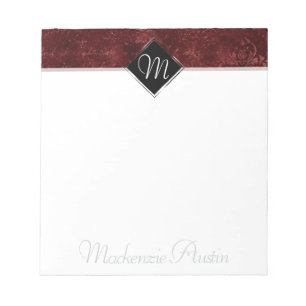 Velvety Henna Damask Wird Crimson Red Grunge Baroq Notizblock
