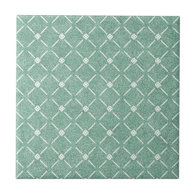 Velvety Lattice Pattern in Mint Green Fliese (Vorderseite)