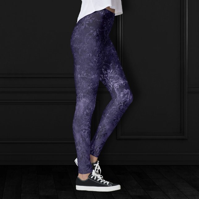 Velvety Midnight Damask | Indigo Lila Grunge Leggings (Von Creator hochgeladen)