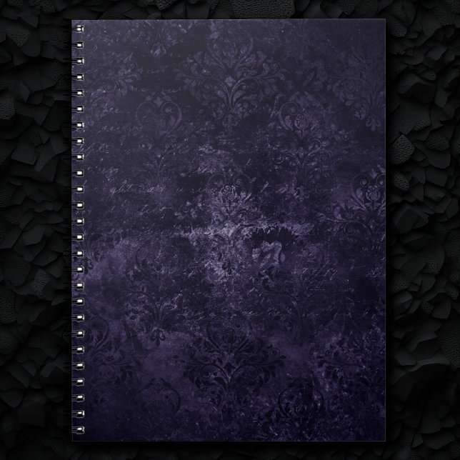 Velvety Midnight Damask | Indigo Lila Grunge Notizblock (Von Creator hochgeladen)