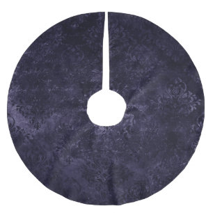 Velvety Midnight Damask   Indigo Lila Grunge Polyester Weihnachtsbaumdecke