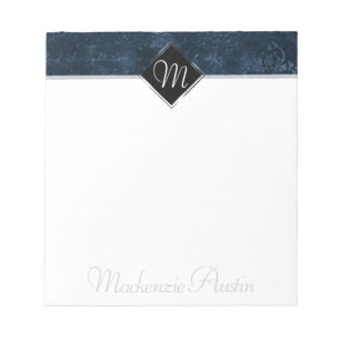 Velvety Navy Damask Dark Blue Baroque Custom Notizblock