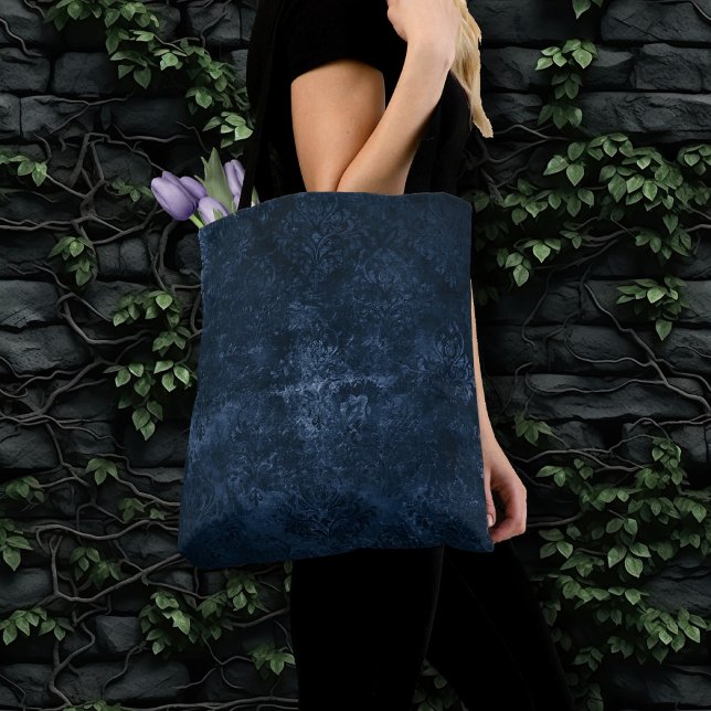 Velvety Navy Damask | Dark Blue Grunge Barock (Von Creator hochgeladen)