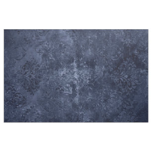 Velvety Navy Damask Dark Blue Grunge Barock Stoff