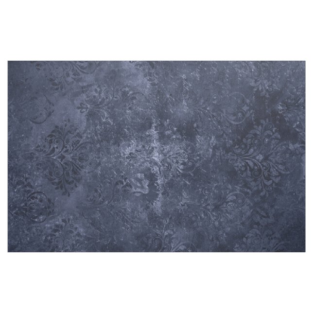 Velvety Navy Damask | Dark Blue Grunge Barock Stoff (Yard (91,4 cm))