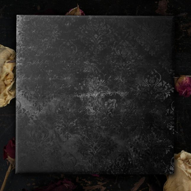Velvety Onyx Damask | Black Vampy Grunge Baroque Fliese (Von Creator hochgeladen)