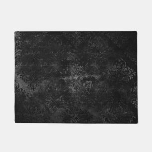 Velvety Onyx Damask Black Vampy Grunge Baroque Fußmatte