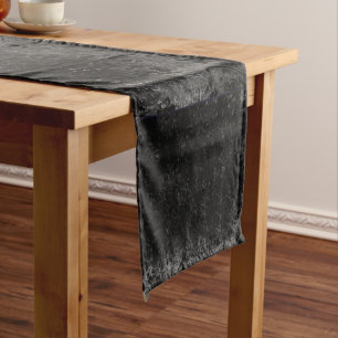 Velvety Onyx Damask   Black Vampy Grunge Baroque Kurzer Tischläufer