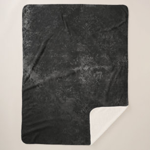 Velvety Onyx Damask   Black Vampy Grunge Baroque Sherpadecke