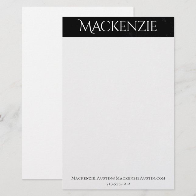 Velvety Onyx Damask | Black Vampy Grunge Custom Briefpapier (Vorne/Hinten)
