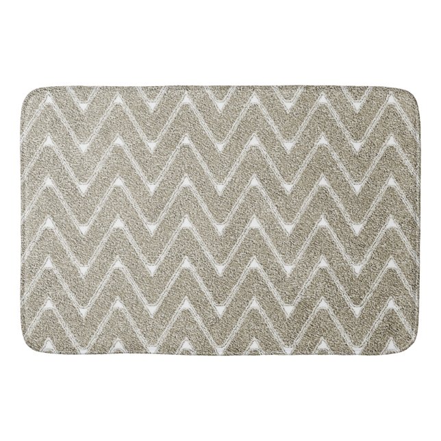 Velvety Sand Brown Zickzack Muster Badematte (Vorderseite)