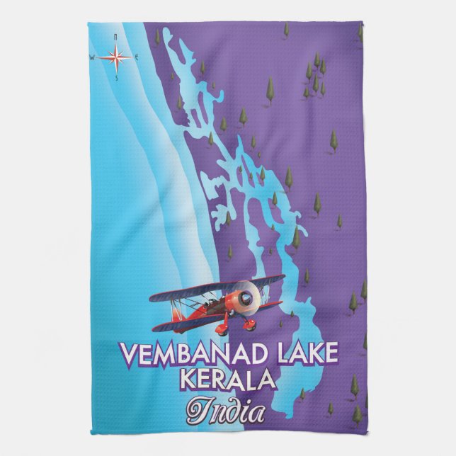 Vembanad Lake, Indien Reiseplakat Geschirrtuch (Vertikal)
