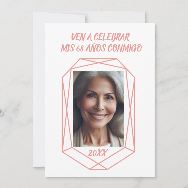 Ven A Celebrar mis 68 Años Fiesta de Cumpleaños Einladung (Vorderseite)