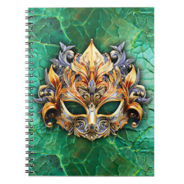 Venatische Maske auf hellgrün verkörpert Notizblock
