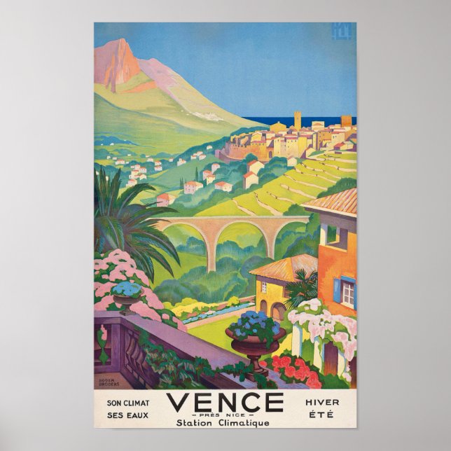 Vence France Vintage Travel Poster (Vorne)