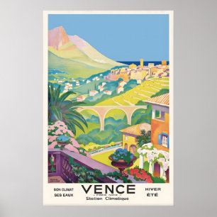 Vence Frankreich Vintage-Reiseposter Kundenspezifi Poster