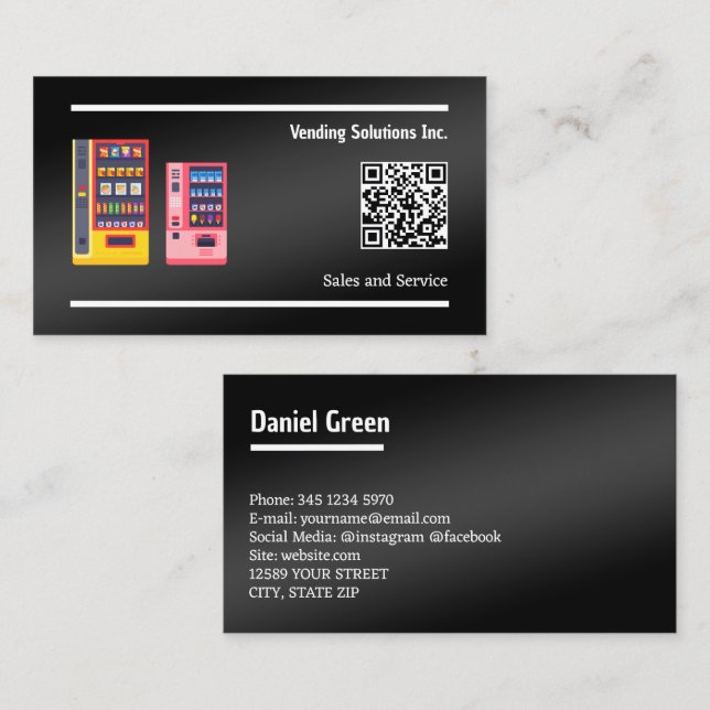 Vending Black Custom QR Visitenkarte (Vorne/Hinten)