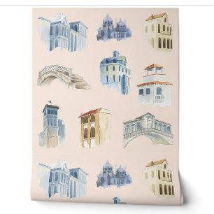 Venedig Aquarellskizzen Zart Tapete