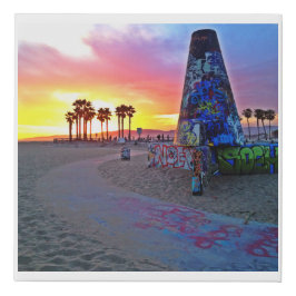 Venedig Beach Sunsets farbenfrohe Graffiti-Mauer Künstlicher Leinwanddruck