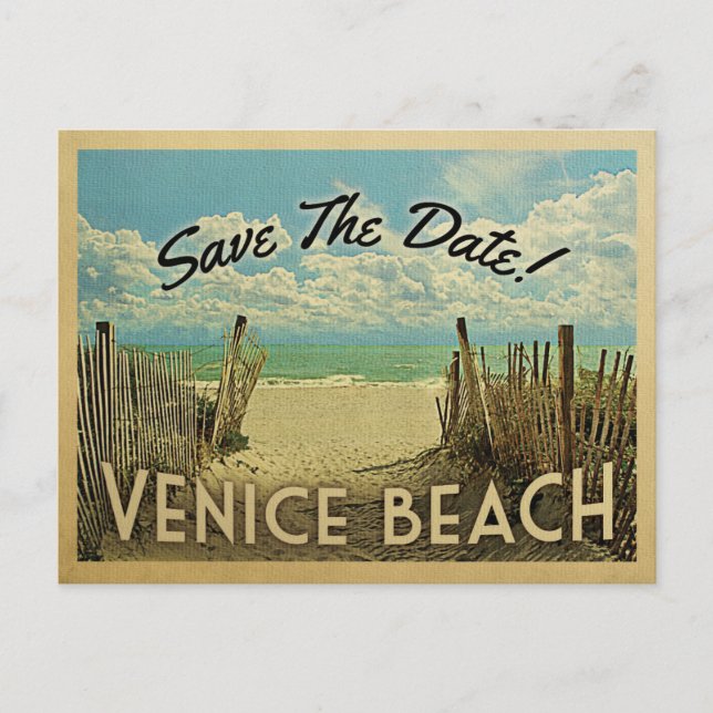 Venedig Beach Vintag Save the Date Ankündigungspostkarte (Vorderseite)