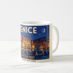 Venedig bei Nacht Grand Canal Gondeln Kunst Kaffeetasse