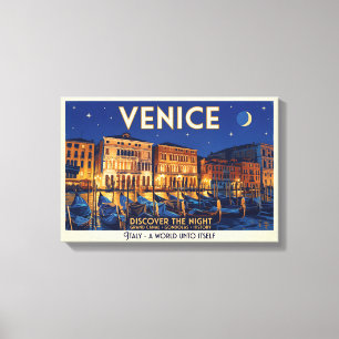 Venedig bei Nacht Grand Canal Gondeln Kunst Leinwanddruck