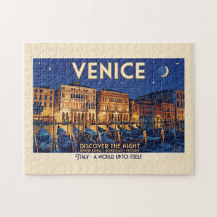 Venedig bei Nacht Grand Canal Gondeln Kunst Puzzle